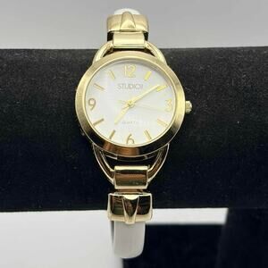 Gold & White Studio Time Cuff Watch